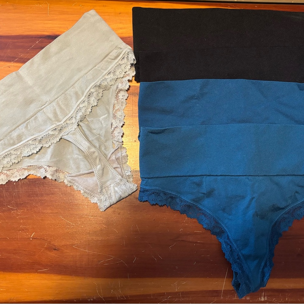 Lace Trim High-Waisted Panties Set